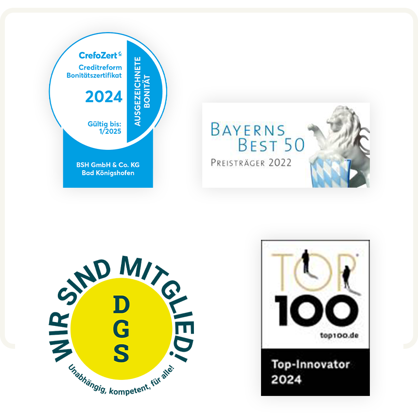 Auszeichnungen BSH: Crefozert, Bayerns Best 50 von 2022, DGS, TOP 100