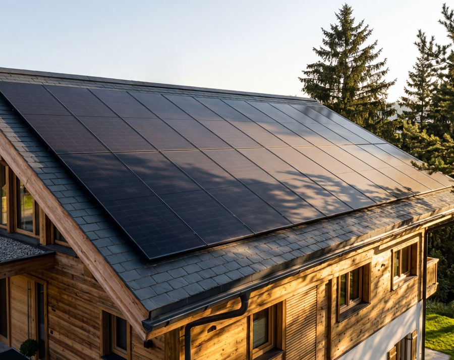 Haus mit Photovolatikmodulen